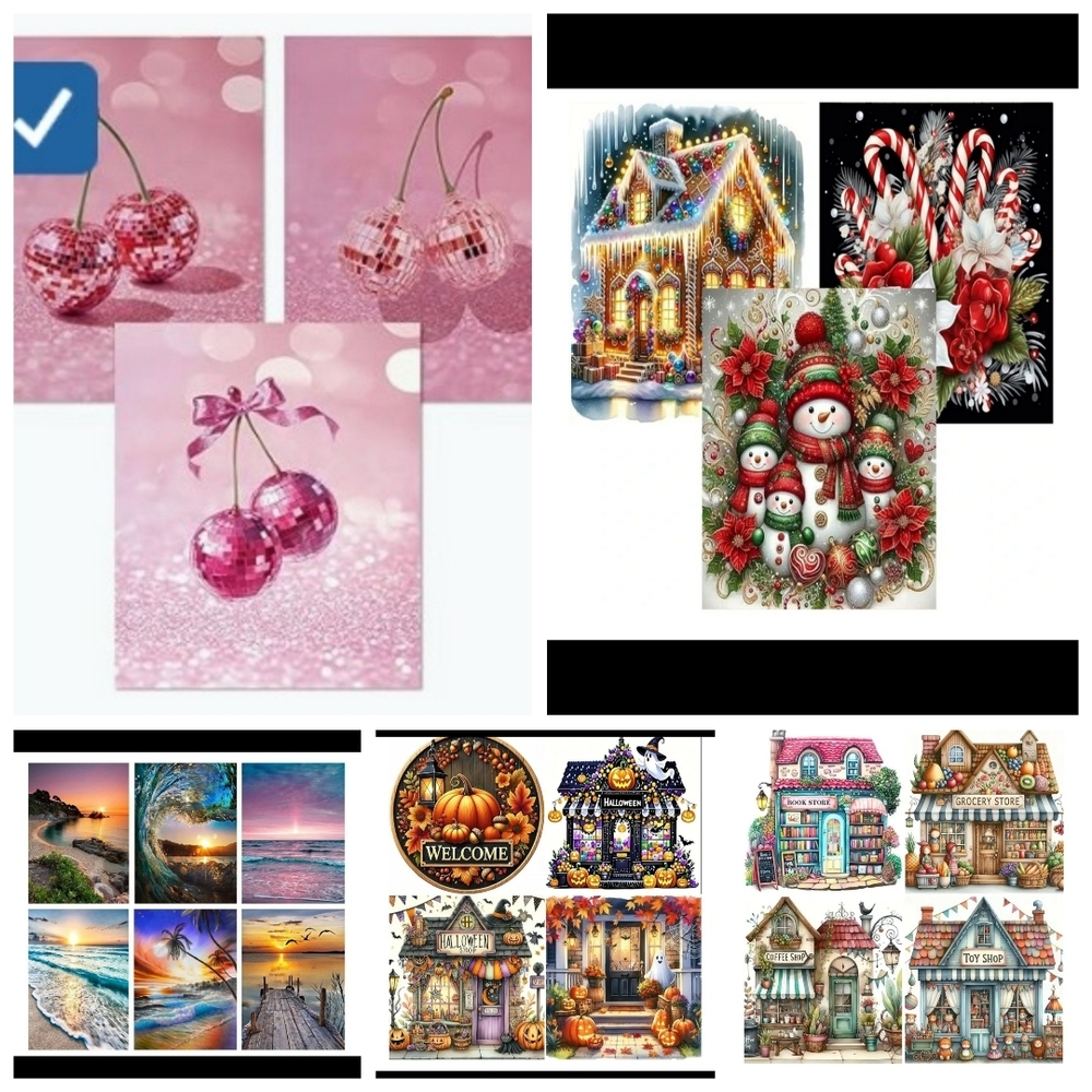 Festive Holiday Wall Art Set - Pink and Red